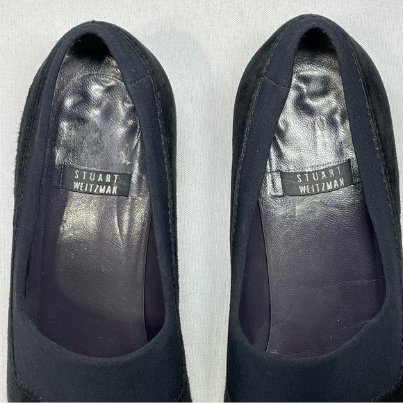 Stuart Weitzman Women’s Black Suede Shoes Size 6B Slip On Block Heel Square Toe - Picture 6 of 16
